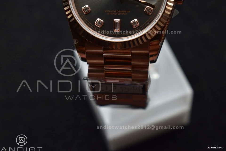 Diamond Square V5 Original DayDate RG (Gain Edition Dial Weight) President Best Steel 671 on 36 904L Grey with Bracelet vr3255 QF 0129